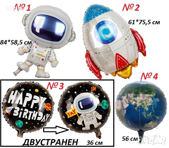 Космос Космонавт Земно кълбо Планети фолио фолиев балон хелий въздух парти, снимка 1