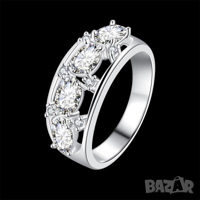 Стилен пръстен с циркони, снимка 1