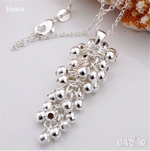 Ново колие топчета със сребърно покритие - мод.13, снимка 1