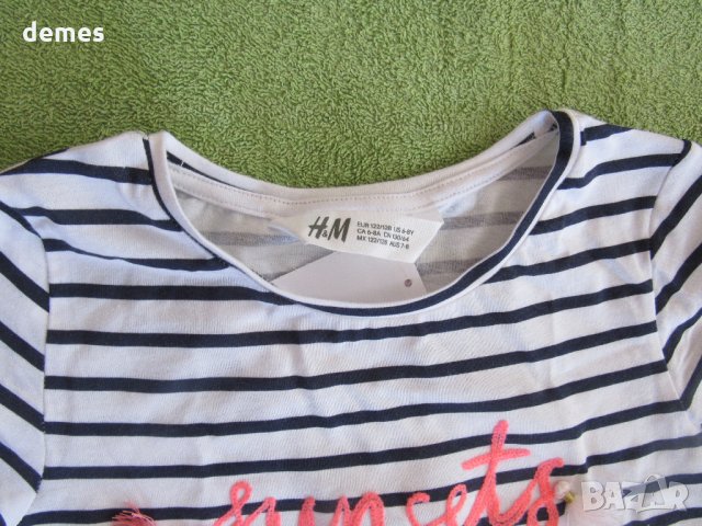 Детска тениска за момиче Н&М размер 122/134, нова, снимка 3 - Детски Блузи и туники - 24719005