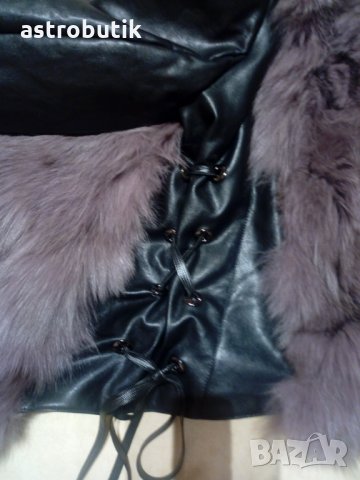 Палто с декораця от ест. косъм /лисица/, снимка 2 - Якета - 23885198