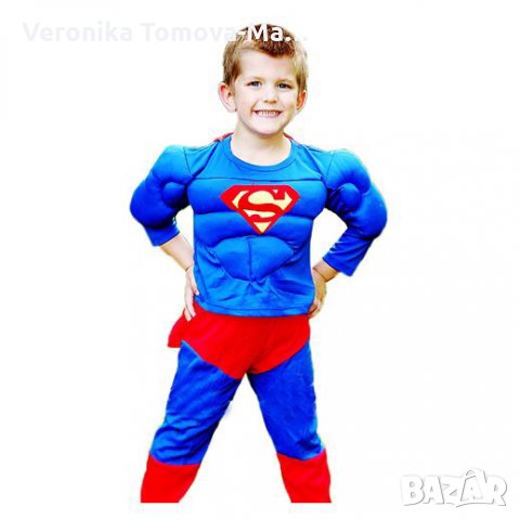 Костюм на Батман и Супермен с мускули, снимка 2 - Детски комплекти - 16812956