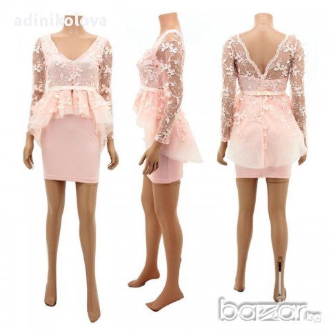 Нова розова рокля с дантела, снимка 2 - Рокли - 13109173