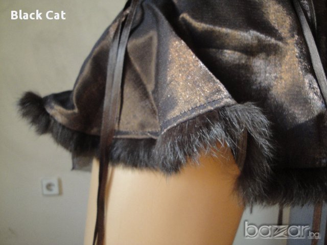 Нова ефектна кафява дамска пола, поръбена с естествена заешка кожа с косъм (тип "туту"), рокля,заек, снимка 7 - Поли - 8730064