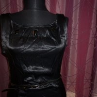 Черна сатенена рокля с коланче , снимка 4 - Рокли - 19136918