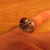 старинен мъжки сребърен пръстен с яспис  - уникален модел и невероятна красота - Внос от Щатите., снимка 2 - Пръстени - 24403329