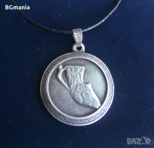 Ръчно изработен медальон Ритон с глава на овен оригинална и уникална визия, снимка 1