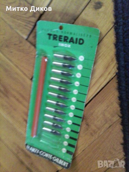 Перодръжка с писци винтидж  за писане с мастило различна големина френски Трераид инокс, снимка 1