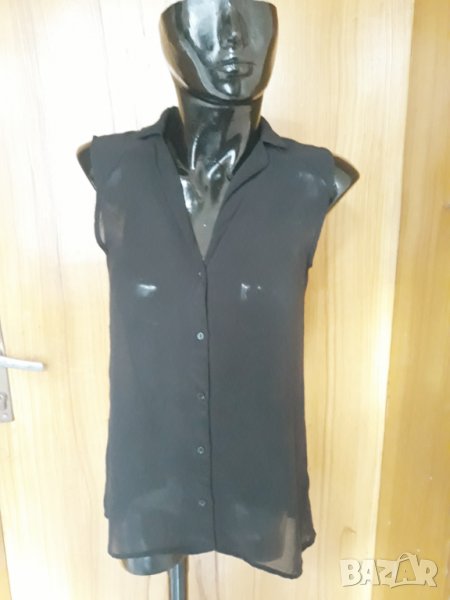 Черен потник тип риза от шифон H&M С/М, снимка 1