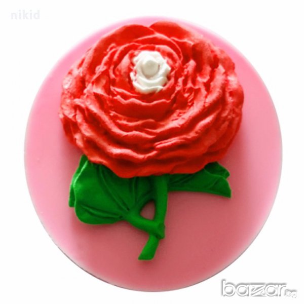 огромна роза цвете  божур силиконов молд форма за украса торта с фондан шоколад, снимка 1