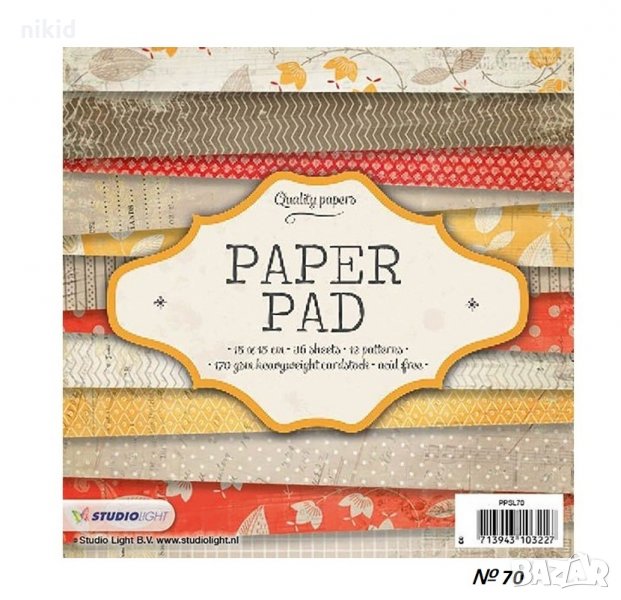 Дизайнерска хартия блокче  15х15 см , 12 дизайна ,36 страници ,170 грама 2 модела, снимка 1