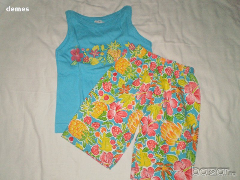 Комплект за 3-4 годишно момиче от потник и шорти с плодчета, снимка 1