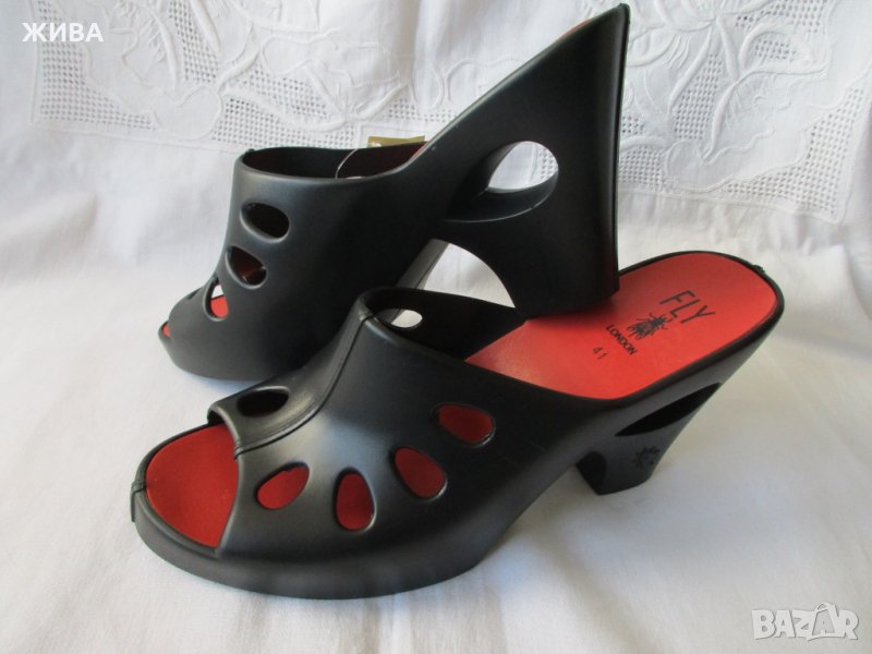 FLY LONDON черни дамски чехли на пкатформа, нови, с етикет, , снимка 1