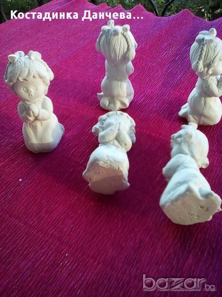 Гипсови фигурки момиче, момче, слонче, щъркел, снимка 1