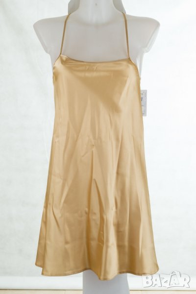 Бежова къса сатенирана нощница с изрязан гръб марка Dkaren M/L, снимка 1