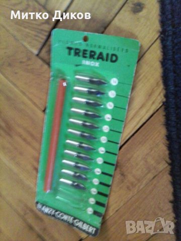 Перодръжка с писци винтидж  за писане с мастило различна големина френски Трераид инокс