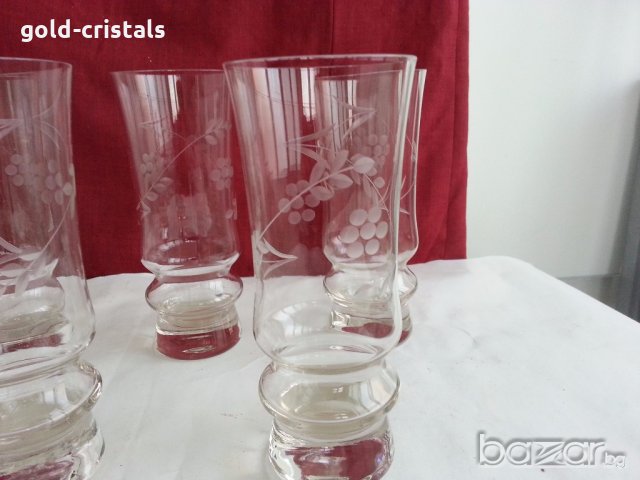 кристални чаши гравирани, снимка 10 - Антикварни и старинни предмети - 19802906