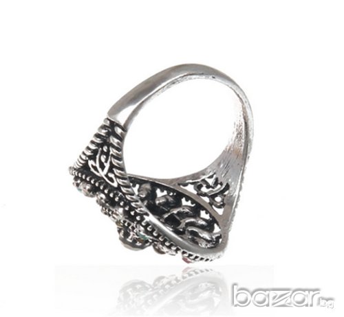 Пръстен от тибетско сребро с кристали, размер 62, снимка 2 - Гривни - 18974554