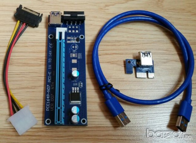 PCI-E PCI E Express 1X to 16X Riser Card + USB 3.0 Extender Cable, снимка 4 - Кабели и адаптери - 21031280