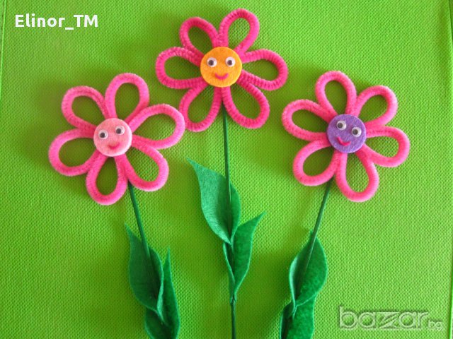 Цветя от плюшени пръчки, снимка 5 - Други - 9679579