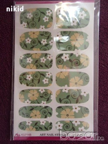 татос ваденки водни стикери за нокти зелени цветя, снимка 1 - Продукти за маникюр - 15025088