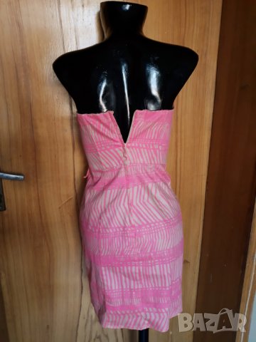 H&М Къса рокля бюстие в светло розово и бежово С, снимка 3 - Рокли - 25133182