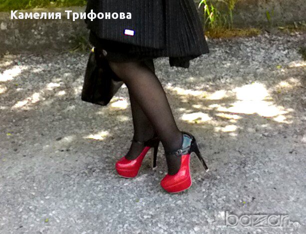 Уникални лачени обувки в червено и черно. Промоция! , снимка 7 - Дамски обувки на ток - 11558690