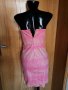 H&М Къса рокля бюстие в светло розово и бежово С, снимка 3