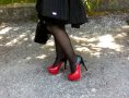 Уникални лачени обувки в червено и черно. Промоция! , снимка 7