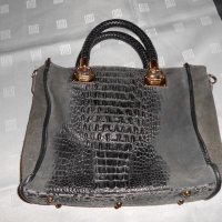 Черна кожена чанта  genuine leather  Made in Italy, снимка 10 - Чанти - 20925400