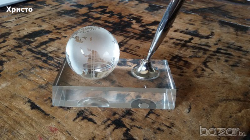 комплект глобус,химикалка и поставка кристал, снимка 1