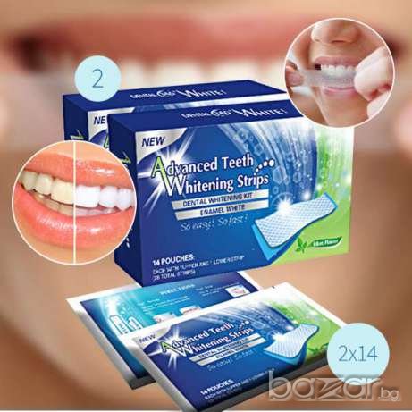 Най-добра цена! Ленти за избелване на зъби 28 броя Advanced Teeth Whitening Strips, снимка 1