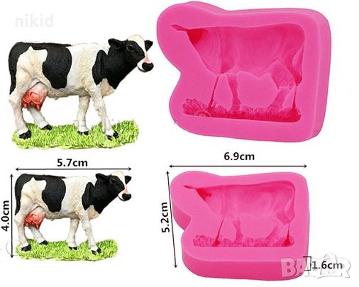 Крава на поляна силиконов молд форма декорация торта фондан шоколад и др., снимка 1