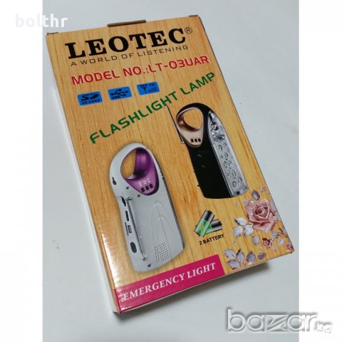 МНОГОФУНКЦИОНАЛНО УСТРОЙСТВО - ФЕНЕР, РАДИО, USB С АКУМУЛАТОР LEOTEC LT-03UAR, снимка 1 - Друга електроника - 9275499