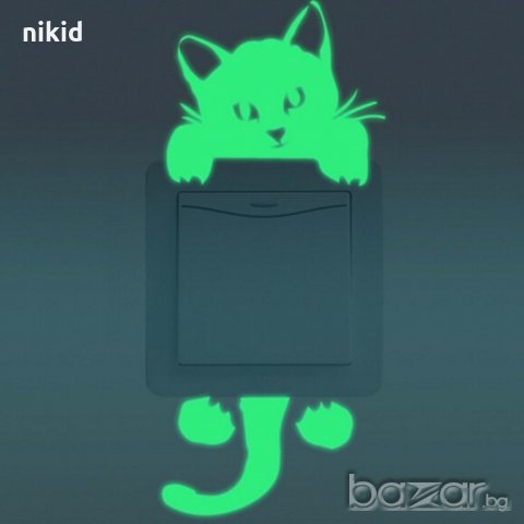 светещ флуоресцентен неонов коте стикер за контакт ключ на лампа копчето