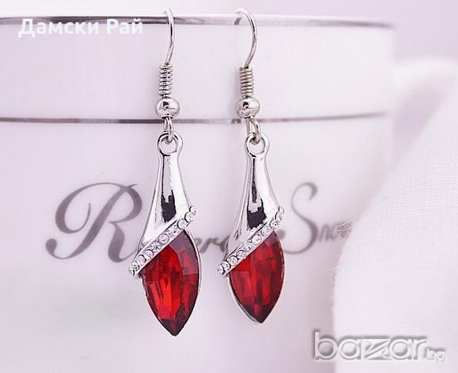 Нежни сребърни обеци с кристал, снимка 6 - Обеци - 17505968