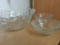 Голяма стъклена купа с две купички , снимка 3