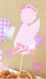 Розов ангел с ореол с панделка картонен топер украса декор за торта мъфини кръщене пита