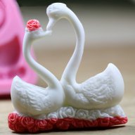двойка влюбени лебеди лебед силиконов молд калъп форма украса декорация торта глина шоколад и др, снимка 2 - Форми - 15389104