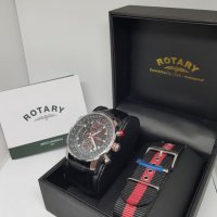 Rotary Aviator Chrono - Red / чисто нов часовник Ротари Авиатор - 2 бр. каишки / 100% оригинален, снимка 4 - Мъжки - 22835212