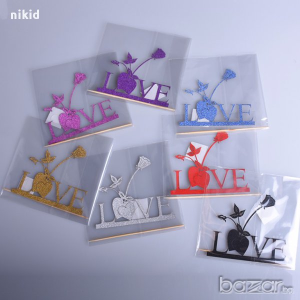 топер за торта с надпис LOVE за украса Свети Валентин  рожден ден корация, снимка 1