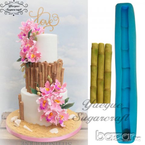  Бамбукова бамбук пръчка силиконов молд форма за украса торта фондан 