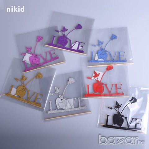 топер за торта с надпис LOVE за украса Свети Валентин  рожден ден корация