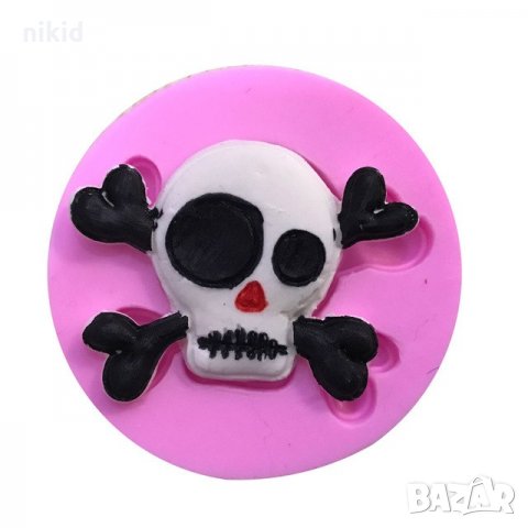 череп с различни очи Хелоуин силиконов молд форма декорация торта фондан шоколад и др., снимка 2 - Форми - 23672673