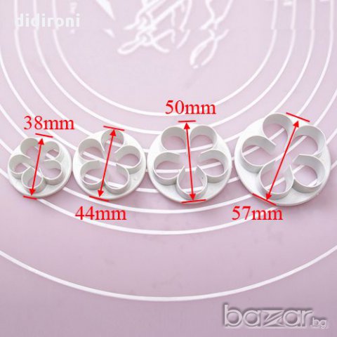 Резци розови листчета / за работа със захарно тесто, фондан, марципан, снимка 2 - Прибори за хранене, готвене и сервиране - 10702098