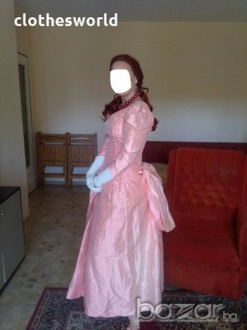 Бална рокля във викториански стил в коралов цвят, снимка 4 - Рокли - 11690435