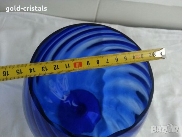 Кристална купа ваза чаша кобалт , снимка 6 - Антикварни и старинни предмети - 23822318