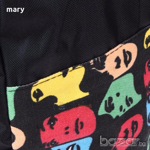 черна раница с разноцветни лица, снимка 12 - Раници - 19060583