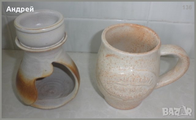 Лот: керамична халба + свещник със съд за арома терапия, снимка 4 - Декорация за дома - 23244094