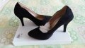 Велурени черни дамски обувки, снимка 1